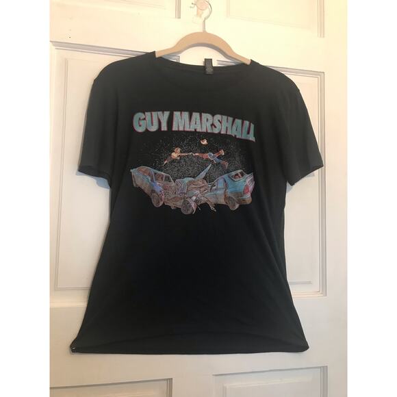 Anvil T-Shirt Men's L Black Short Sleeved Guy Marshall Logo - Picture 1 of 12
